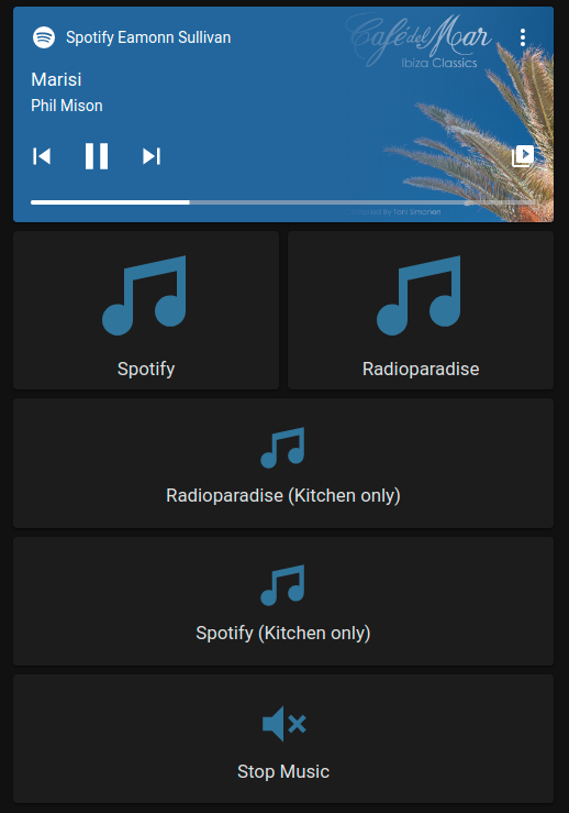 Buttons in Home Assistant to control music